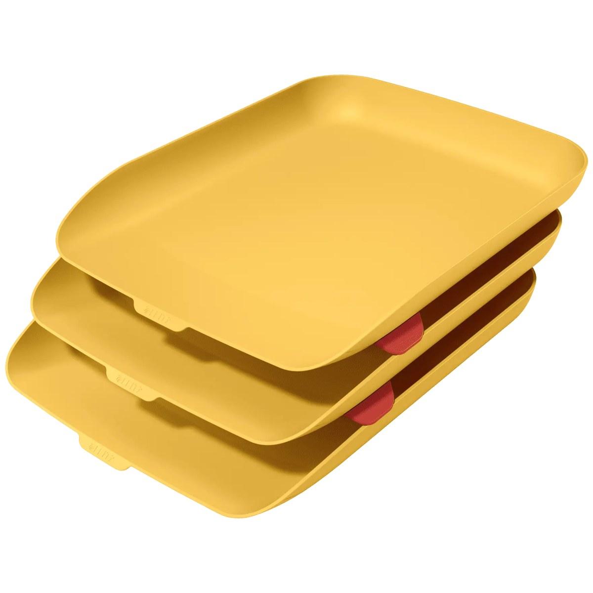 Conjunto de 3 tabuleiros de documentos A4 Leitz Cosy, Amarelo quente