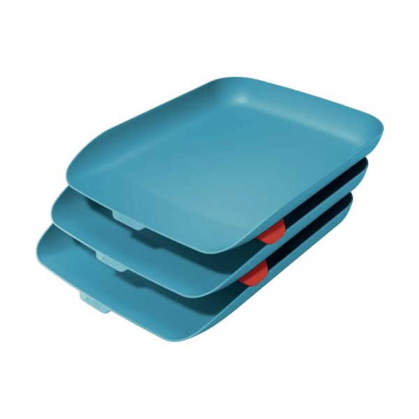 Conjunto de 3 tabuleiros de documentos A4 Leitz Cosy, Azul calmo
