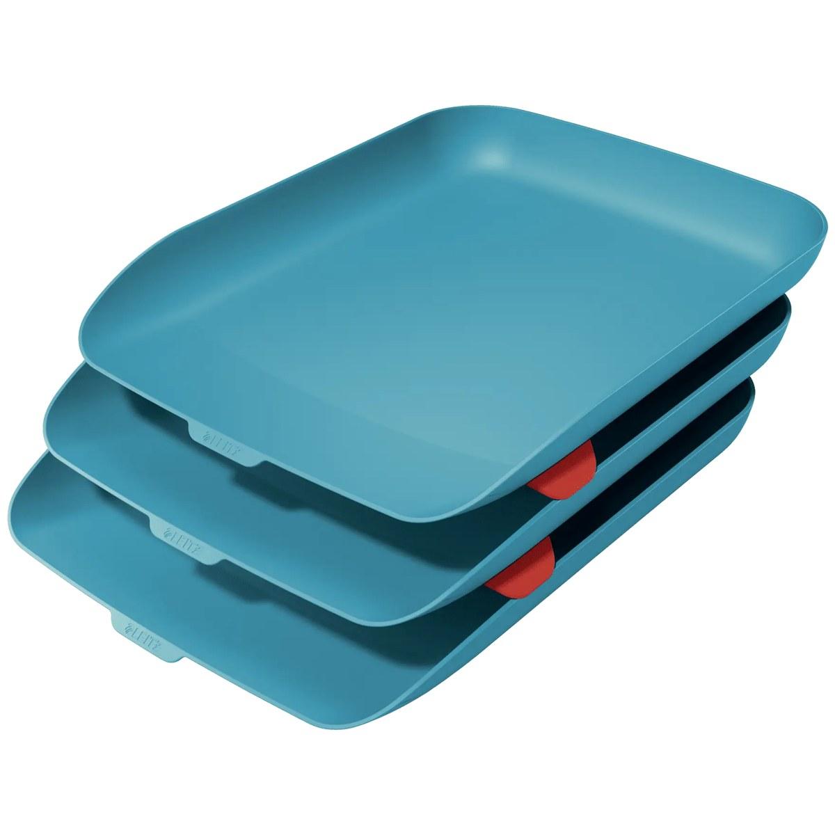 Conjunto de 3 tabuleiros de documentos A4 Leitz Cosy, Azul calmo