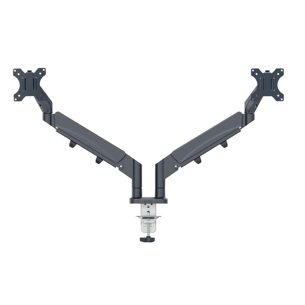 Braço articulado de secretária para dois monitores Leitz Ergo, cinza Braço articulado de secretária para dois monitores Leitz Ergo, cinza