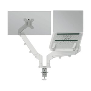 Braço articulado de secretária para monitor e portátil Leitz Ergo, cinza claro