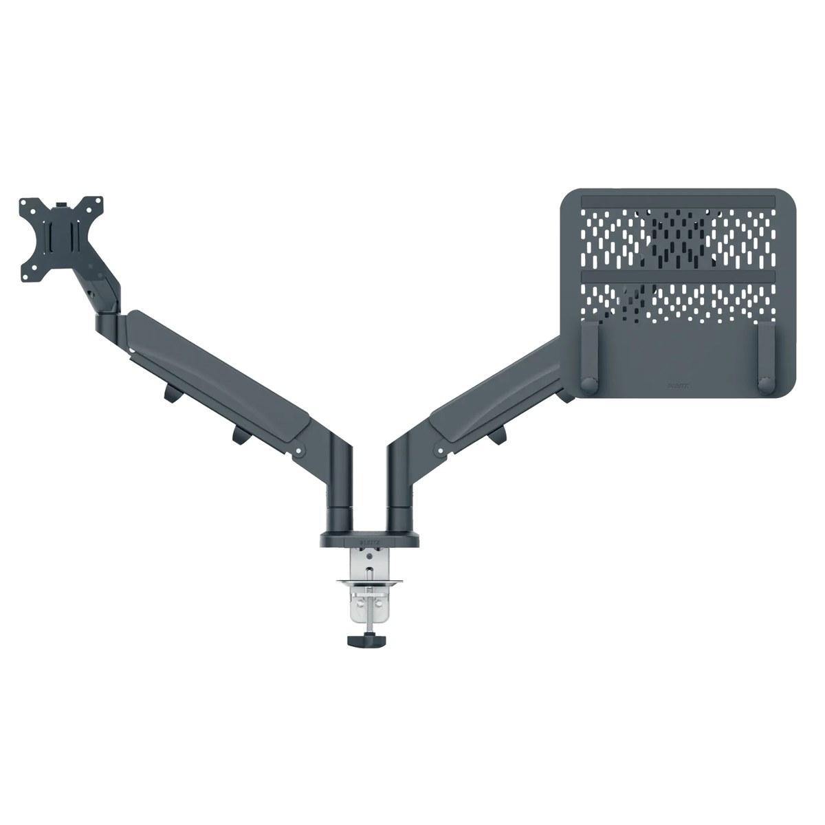 Braço articulado de secretária para monitor e portátil Leitz Ergo, cinza Braço articulado de secretária para monitor e portátil Leitz Ergo, cinza